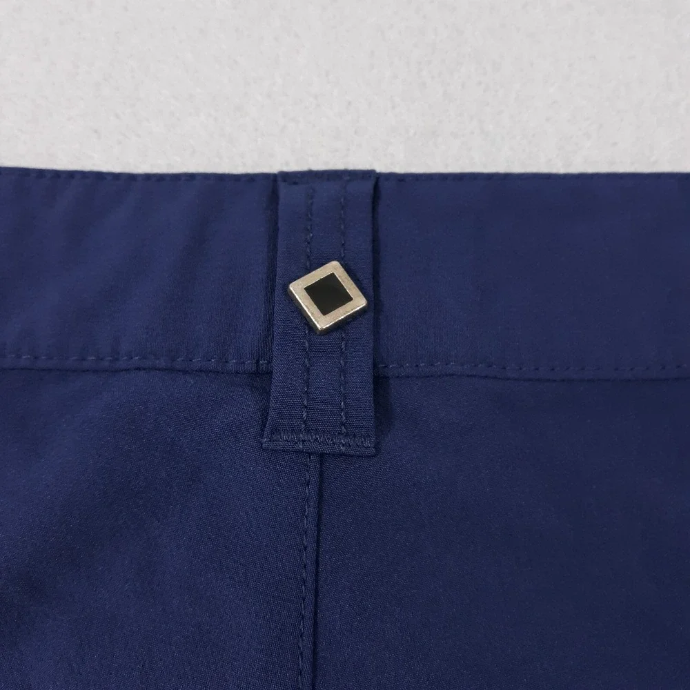QED Style Shorts Mens Size 38 x 10 Navy Blue Nylon Blend Chino Flat Front Golf